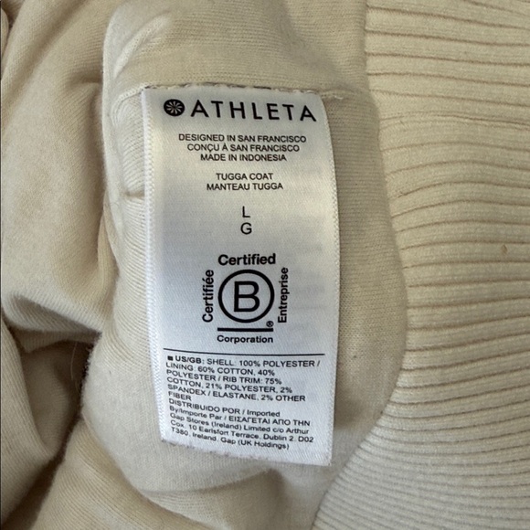 Athleta Tugga Coat size Large Sherpa Coat Natural Size Large - Picture 9 of 10
